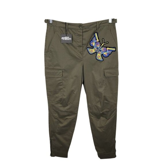NWT Jeremy Scott Butterfly Patch Crop Cargo Pants Size 40 / 6 - Picture 3 of 11